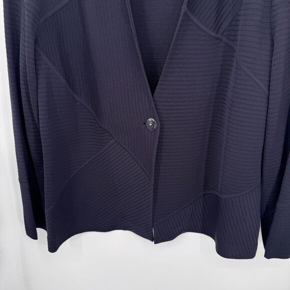 Misook‎ Cardigan Sweater Womens PXL Navy Blue Acrylic Knit Single Button Closure - Picture 3 of 11